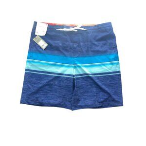 Goodfellow & Co Mens Board Shorts Blue/Striped Size 42 UPF 50+ 4-Way Stretch